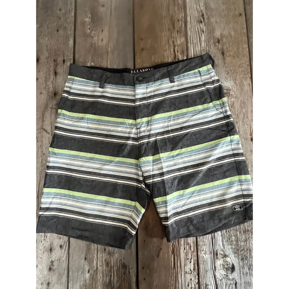 Billabong Platinum X Hybrid Board Shorts Mens 36 Gray Green Striped M2181FAP